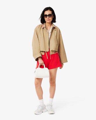 Giacca oversize in twill con logo e collo a polo