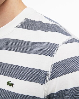 T-shirt a girocollo in jersey di cotone a righe