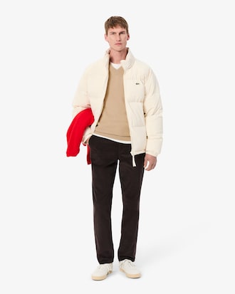 Maglione monocromatico in cotone con scollo a V