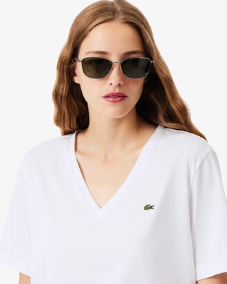 T-shirt con scollo a V in morbido cotone relaxed fit