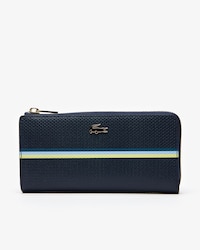 Portafoglio con zip Chantaco in pelle piqué a righe colorate con 8 scomparti per le carte da donna