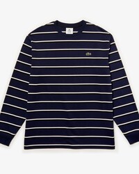 T-shirt da uomo con collo rotondo in cotone a righe Lacoste LIVE