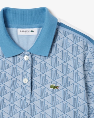 Vestito polo in jacquard con monogramma slim fit