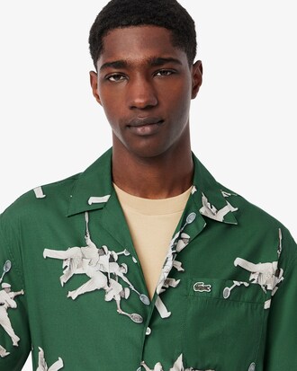 Camicia relaxed fit con stampa René Lacoste