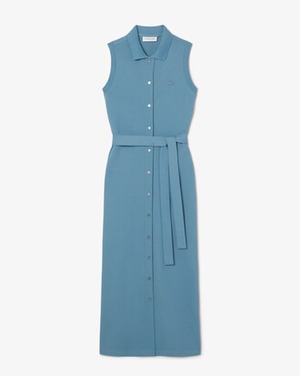 Vestito polo lungo in mini piqué stretch