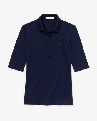 Polo slim fit Lacoste con maniche a tre quarti in mini piqu&eacute; stretch