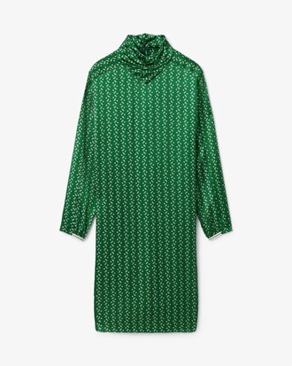 Abito con scollo a sciarpa in raso stampato Runway