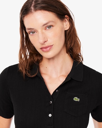 Polo slim fit in maglia pointelle