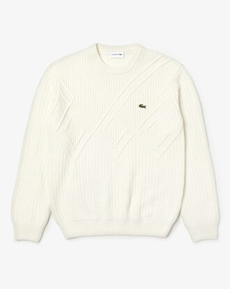 Pullover da uomo effetto maglia in misto cotone e lana con collo rotondo