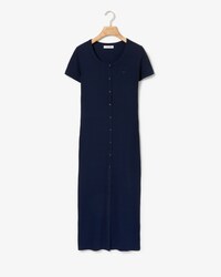 Vestito lungo da donna a costine con bottoni