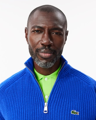 Maglione a collo alto in lana cardata con zip