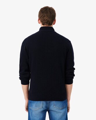 Maglione a collo alto in lana cardata con zip
