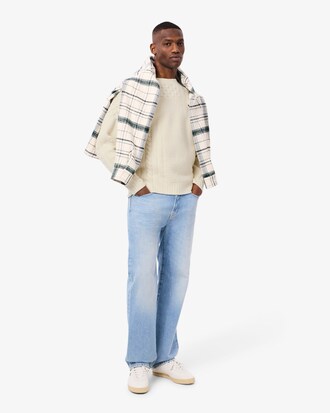 Maglione relaxed fit effetto patchwork in lana