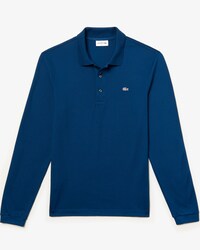Polo slim fit Lacoste a maniche lunghe in mini piqu&eacute; stretch tinta unita