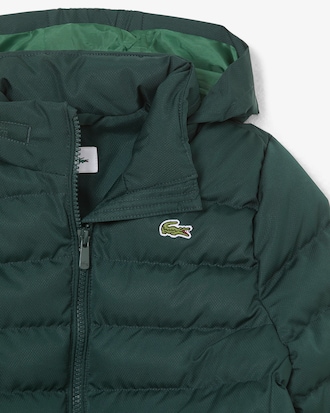 Piumino unisex con cappuccio in taffet&agrave; a rombi