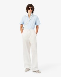 Pantaloni wide fit in petit piqu&eacute; di cotone