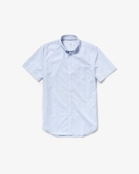 Camicia regular fit a maniche corte in popeline di cotone a righe