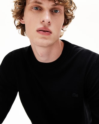 Pullover a girocollo in jersey di lana tinta unita