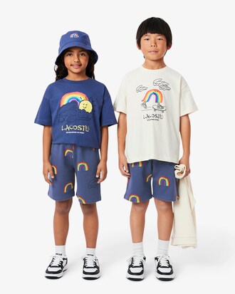 Shorts stampa arcobaleno in tessuto felpato