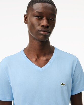 T-shirt con collo a V in jersey di cotone Pima leggero