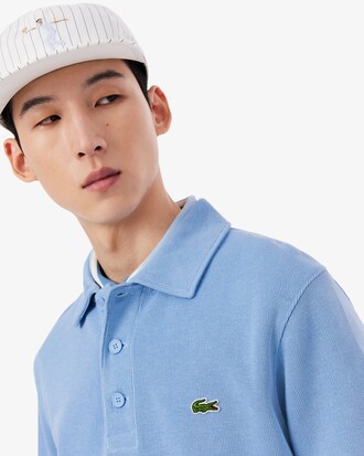 Felpa con collo a polo in cotone a coste