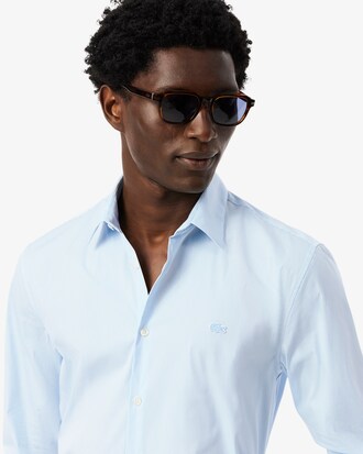 Camicia a righe in popeline stretch slim fit