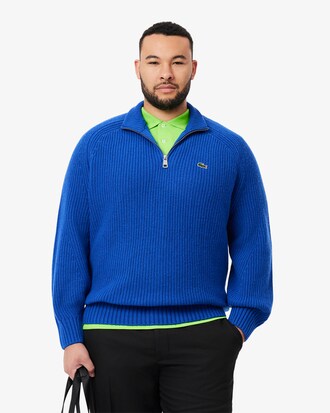 Maglione a collo alto in lana cardata con zip
