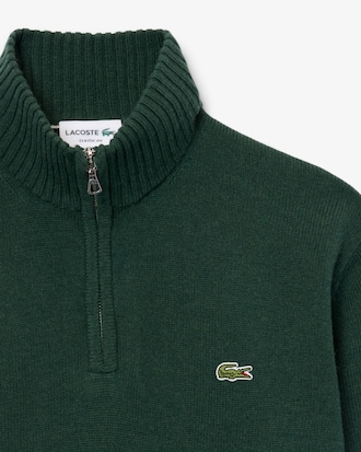 Maglione a collo alto in lana cardata con zip