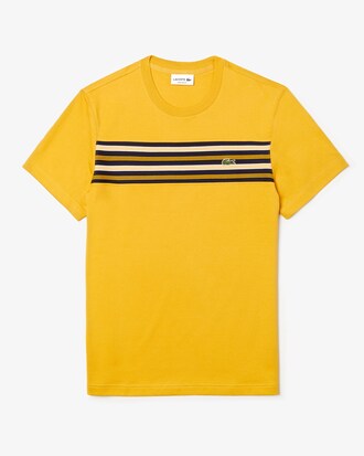 T-shirt da uomo in cotone con collo rotondo e inserto a righe a contrasto