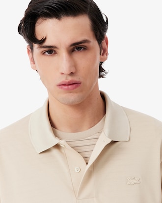 Polo classic fit in piqu&eacute; di seta Runway