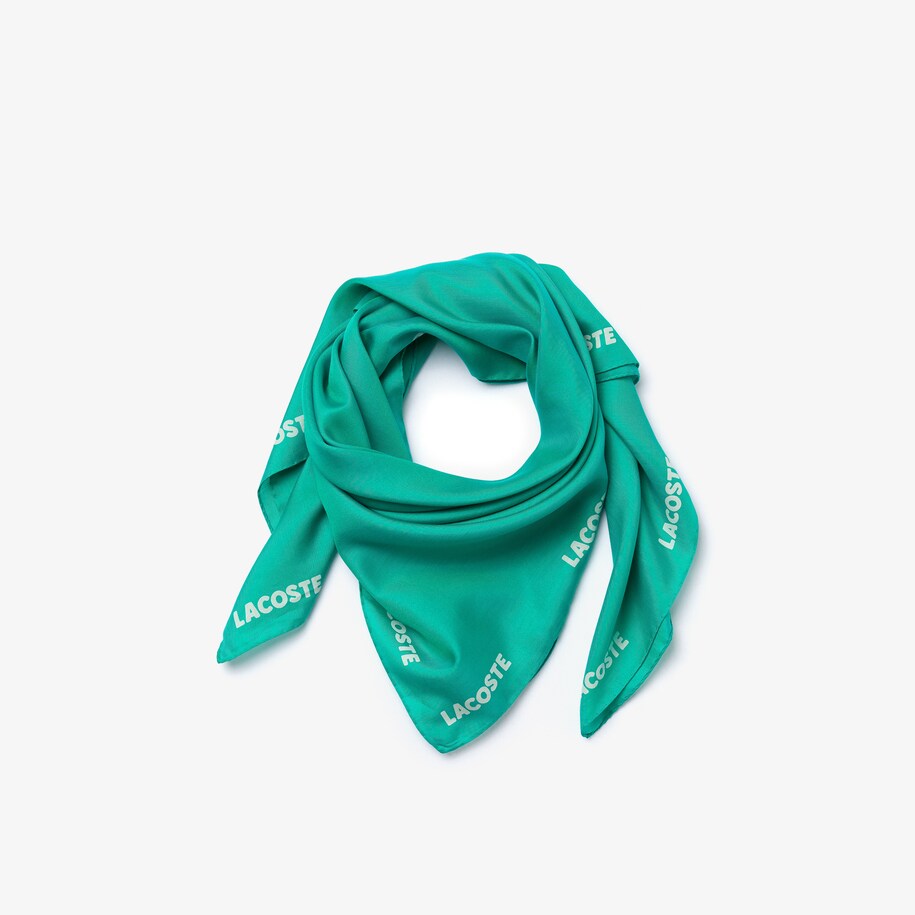 Foulard Quadrato Da Donna In Voile Di Cotone E Seta Stampato Lacoste