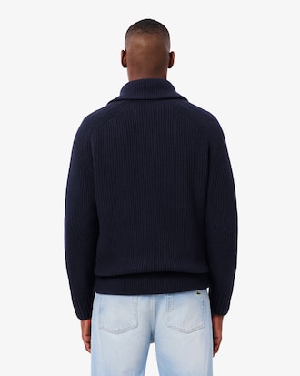 Maglione a collo alto in lana cardata con zip