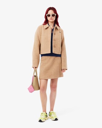 Maglione con colletto da polo in cashmere a maglia 3D