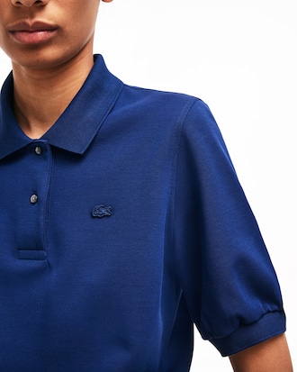 Polo boxy fit Lacoste LIVE in jersey double face con maniche a palloncino