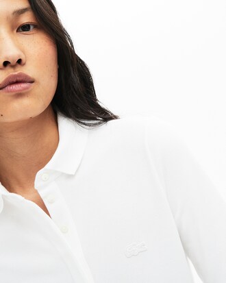 Polo slim fit Lacoste con maniche a tre quarti in mini piqu&eacute; stretch