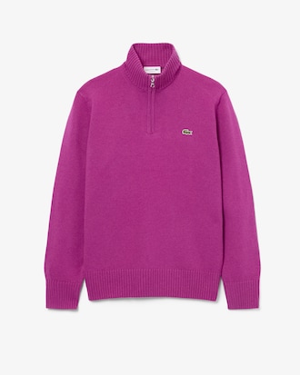Maglione a collo alto in lana cardata con zip