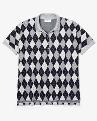 Polo da donna relaxed fit in misto lana e cotone con motivo jacquard