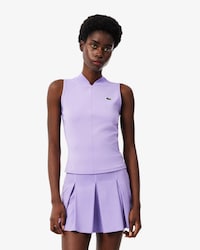 Polo da tennis senza maniche elasticizzata in due tessuti