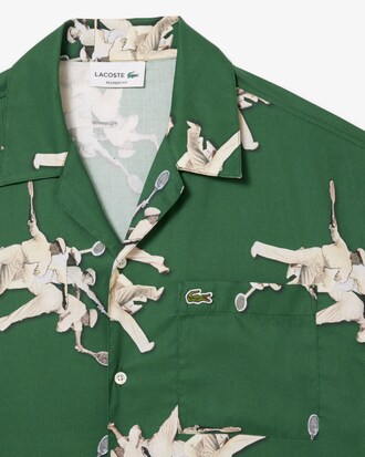 Camicia relaxed fit con stampa René Lacoste
