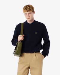 Maglione spesso in lana cardata con zip sul collo