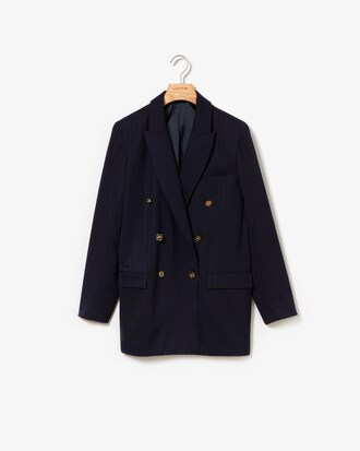 Blazer doppiopetto da donna a righe tono su tono oversize