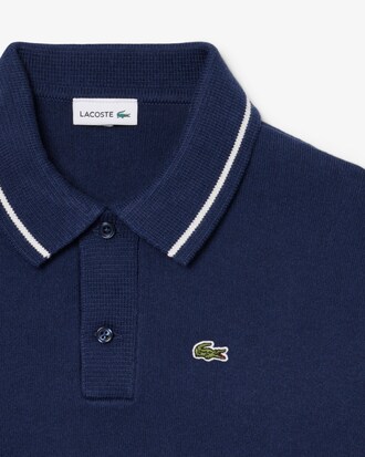 Polo a maniche lunghe in misto cotone e lana