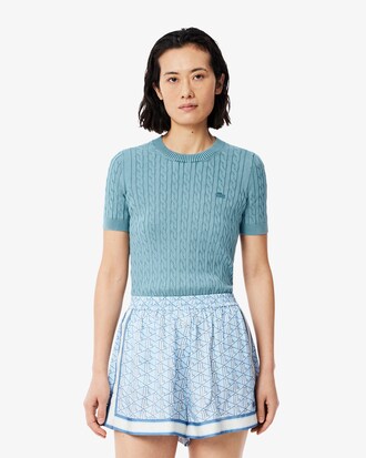 Maglione con lavorazione a trecce effetto lavato