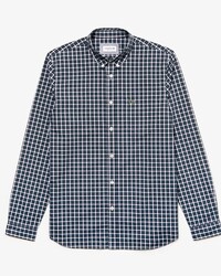 Camicia da uomo in popeline di cotone a quadri a contrasto regular fit