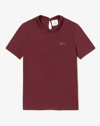 Polo da donna in piqu&eacute; elasticizzato con coccodrillo in velluto slim fit Lacoste LIVE