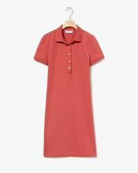 Abito a polo in mini piqu&eacute; di cotone stretch tinta unita