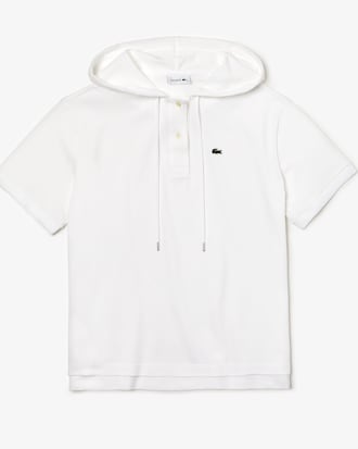 Polo da donna in mini piqué elasticizzato con cappuccio relaxed fit Lacoste