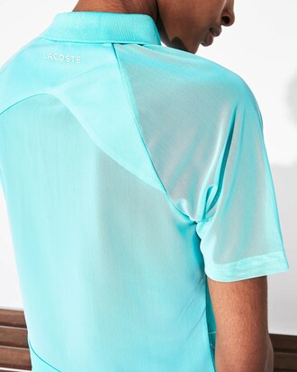 Polo da tennis da donna traspirante con stampa geometrica e colletto con zip Lacoste SPORT