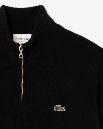 Maglione a collo alto in lana cardata con zip