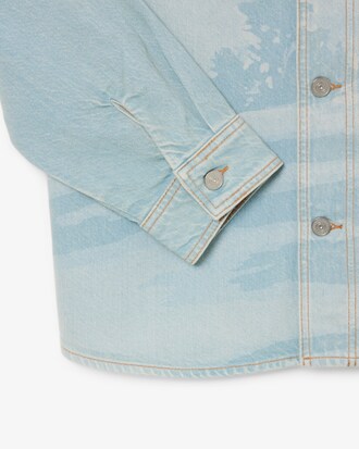 Overshirt in denim con motivo paesaggio